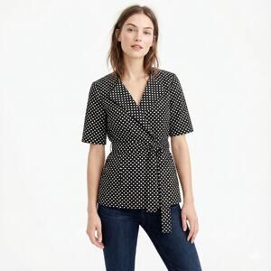 J.Crew Collection Women's Belded Jacket in Black with with dot size 0